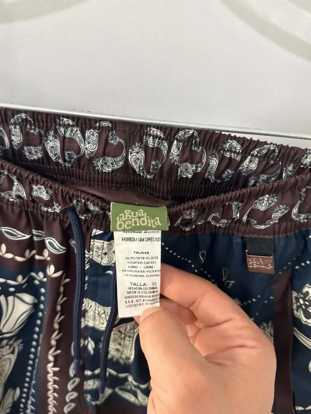 Agua Bendita Paisley Print Swim Trunks Size 30